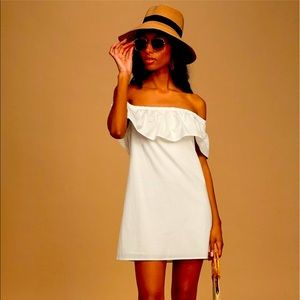Lulus Livin Large White Off-Shoulder Shift Dress